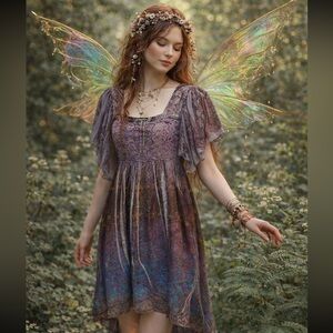 b. friends Purple Velvet Burnout Dress Size S 
Fairy Whimsigoth boho burnout